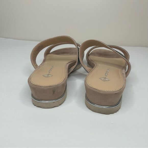 Antonio Melani silver & tan rhinestone bedazzled Slip-On Sandals 10 - Picture 8 of 12